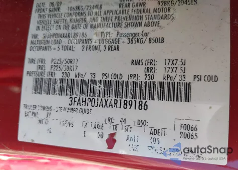 2010 Ford Fusion Sel z USA, uszkodzony, nr VIN 3FAHP0JAXAR189186